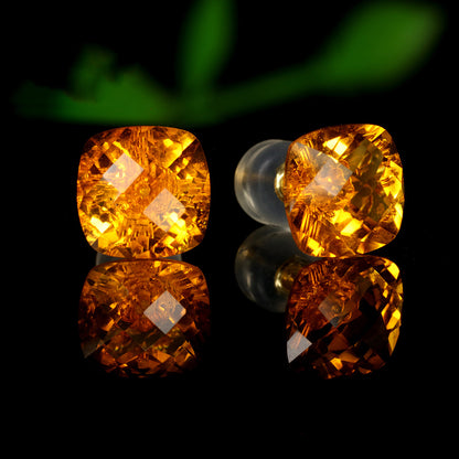 Golden Amethyst Crystal Stud Earrings
