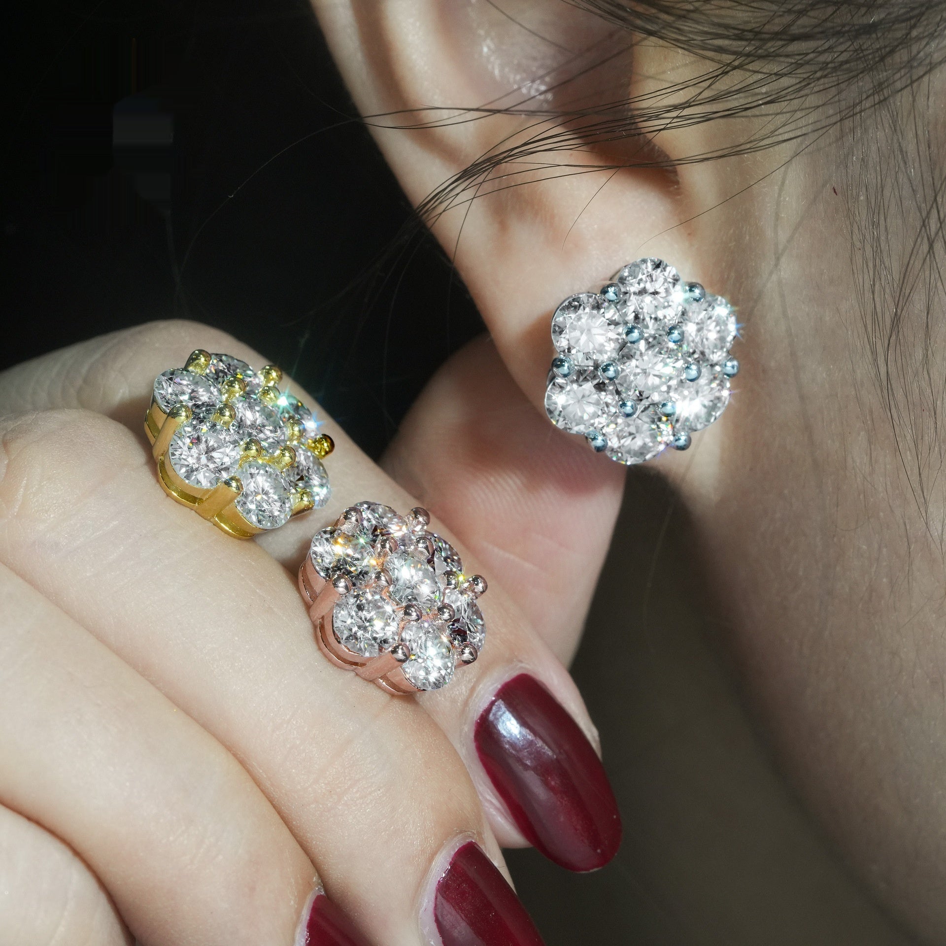 gold flower earrings