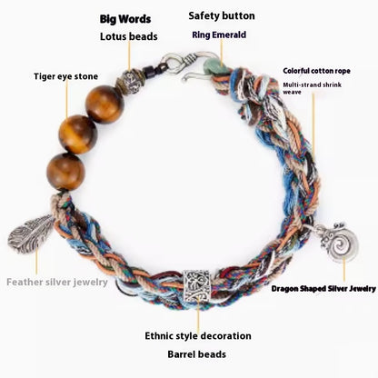 Handwoven Tiger's Eye Silver bracelet