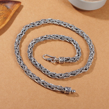 Titans Braid Handmade Silver Rope Necklace