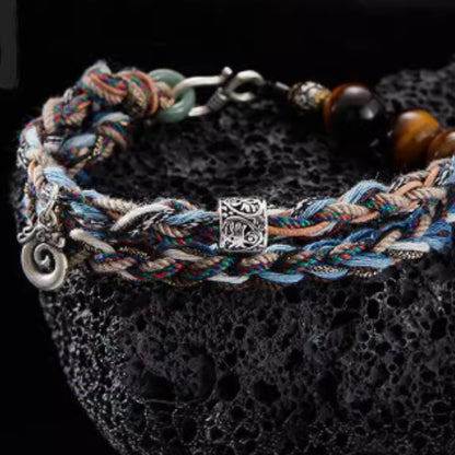 Handwoven Tiger's Eye Silver bracelet