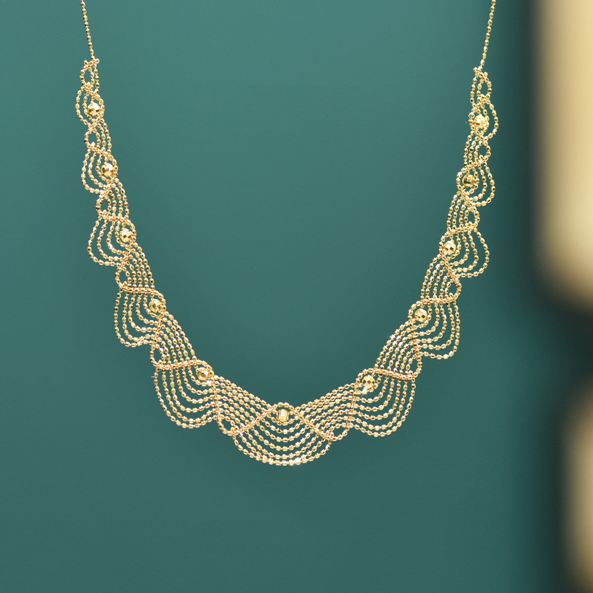 Delicate Brilliance 18K Gold Lace Necklace