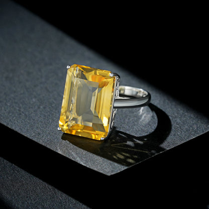 Natural Topaz Ring Sterling Silver Brilliance with a 20-Carat Crystal