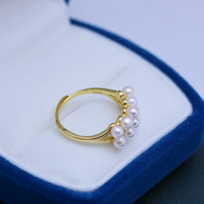 Pearl Double Row Adjustable Ring