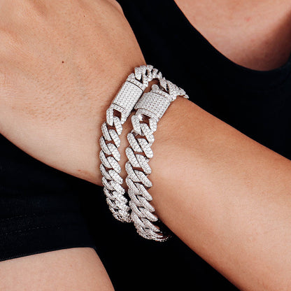 Diamond Blaze Silver Buckle Chain Bracelet