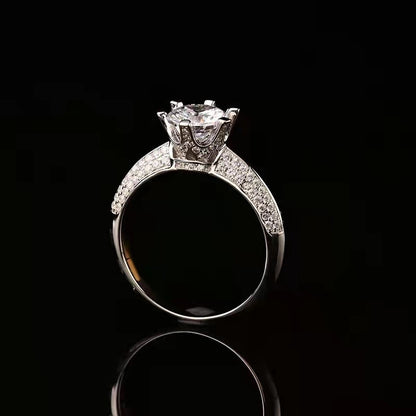 Crowned Platinum Moissanite Diamond Half Wall Ring